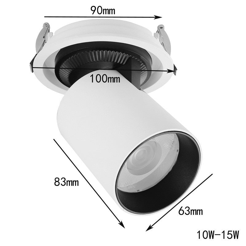 Foldable LED Ceiling Recessed Light 10W 15W LED Spot Lights Living room TV background wall Aisle Ceiling COB Downlight Dimmable