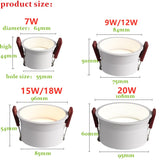 Beam Angle 60 Degrees Recessed LED Downlight 7W 9W 12W 15W 18W 20W Dimmable Deep Glare LED Ceiling Lamp Spot Light Background