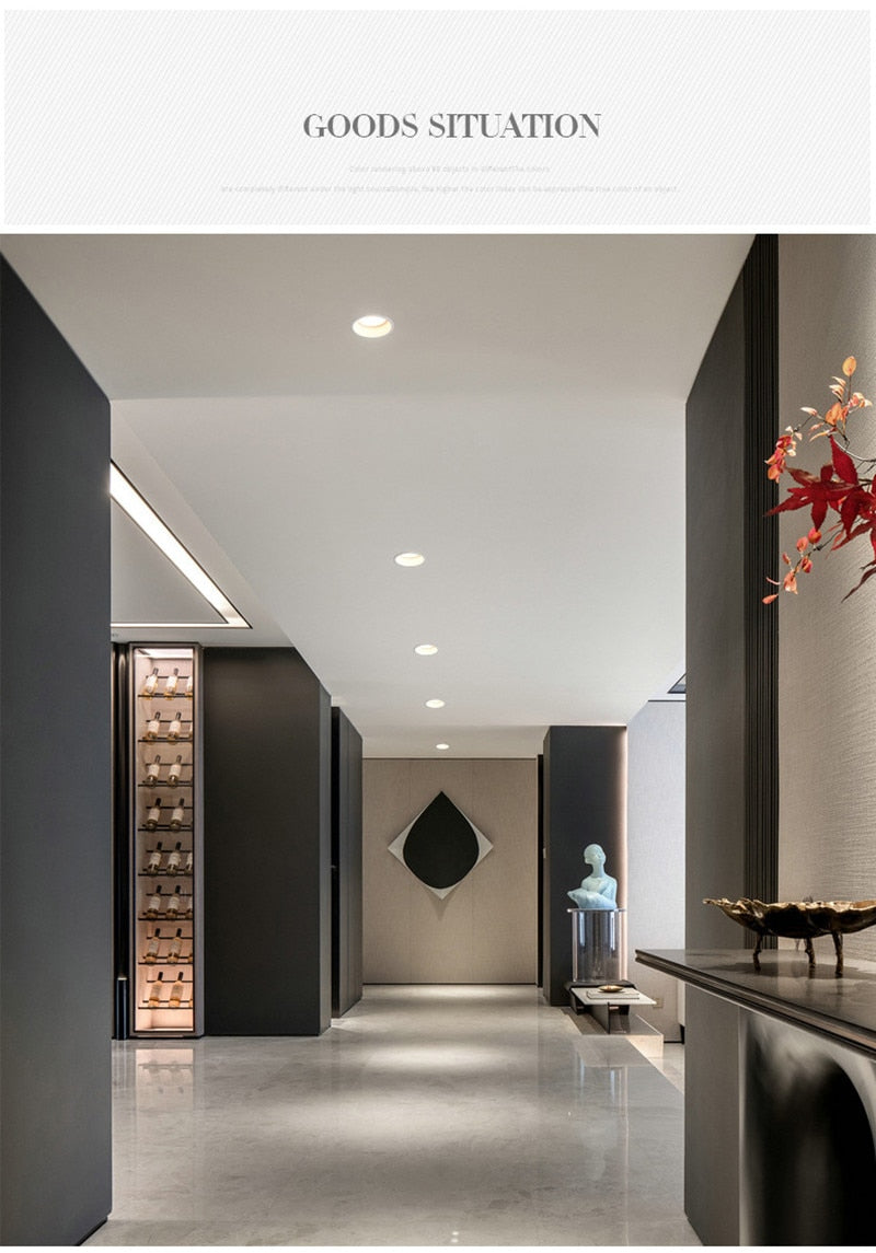 Beam Angle 60 Degrees Recessed LED Downlight 7W 9W 12W 15W 18W 20W Dimmable Deep Glare LED Ceiling Lamp Spot Light Background