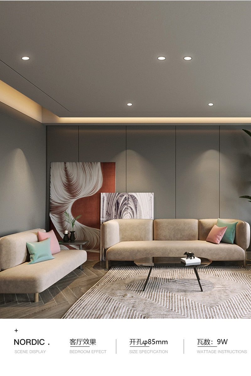 Beam Angle 60 Degrees Recessed LED Downlight 7W 9W 12W 15W 18W 20W Dimmable Deep Glare LED Ceiling Lamp Spot Light Background