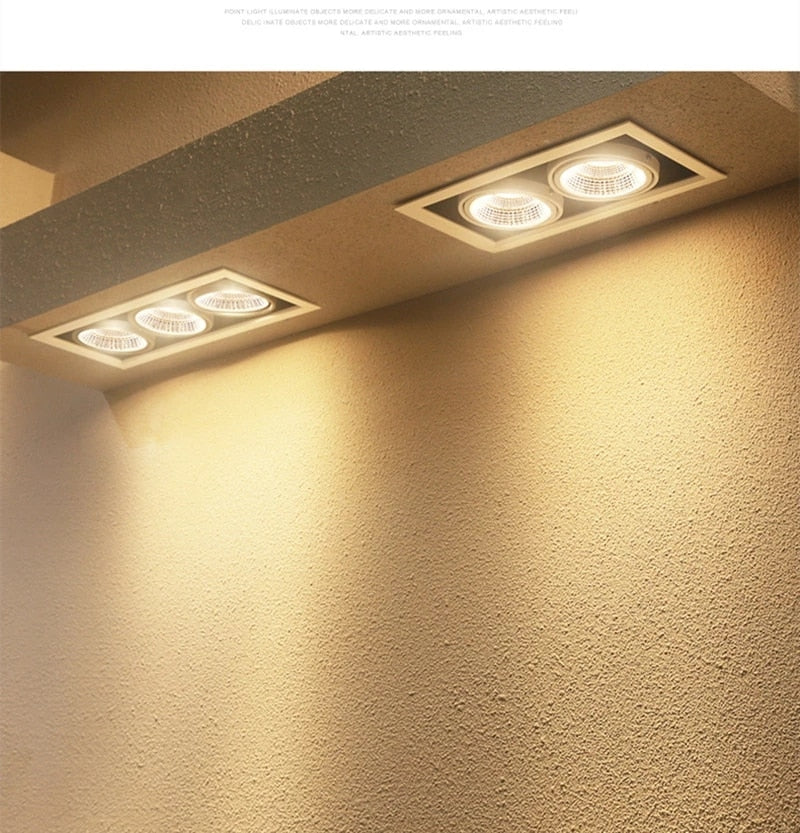 Dimmable Square Recessed Cob Led Downlights 15w 30W 45W Ceiling Lamps AC220V 90-260V Ceiling Square Light For Bedroom Hotel Room