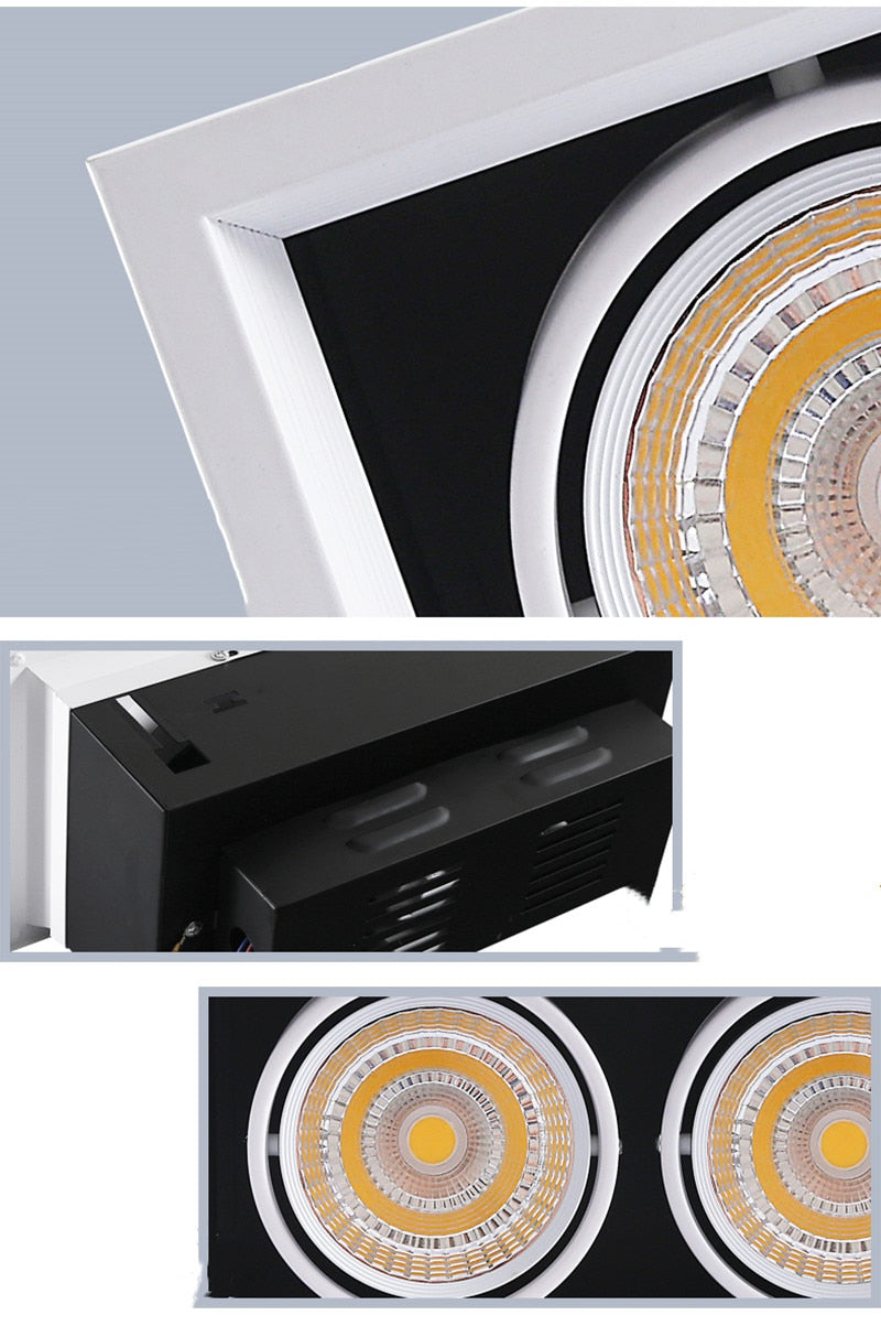 Dimmable Square Recessed Cob Led Downlights 15w 30W 45W Ceiling Lamps AC220V 90-260V Ceiling Square Light For Bedroom Hotel Room