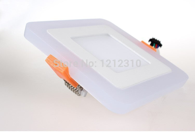 3 Model Round Square blue+white double color Led Panel Light 6w/9w/16w/24W AC85-265V Recessed LED Ceiling downlight down lights