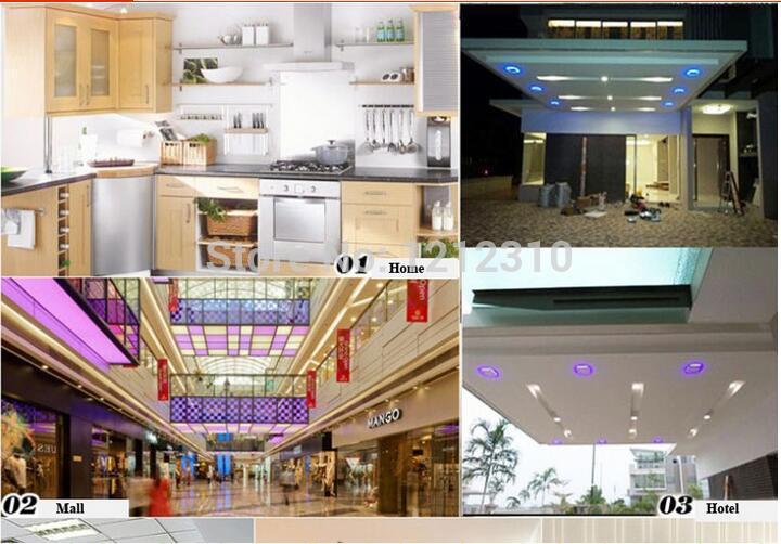 3 Model Round Square blue+white double color Led Panel Light 6w/9w/16w/24W AC85-265V Recessed LED Ceiling downlight down lights