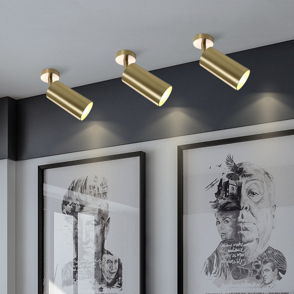 Golden Luxury Led Downlight Surface Mounted Led Spot Light COB Ceiling Light 360 Degree Rotate 7W 12W 15W Living Room Exhibition