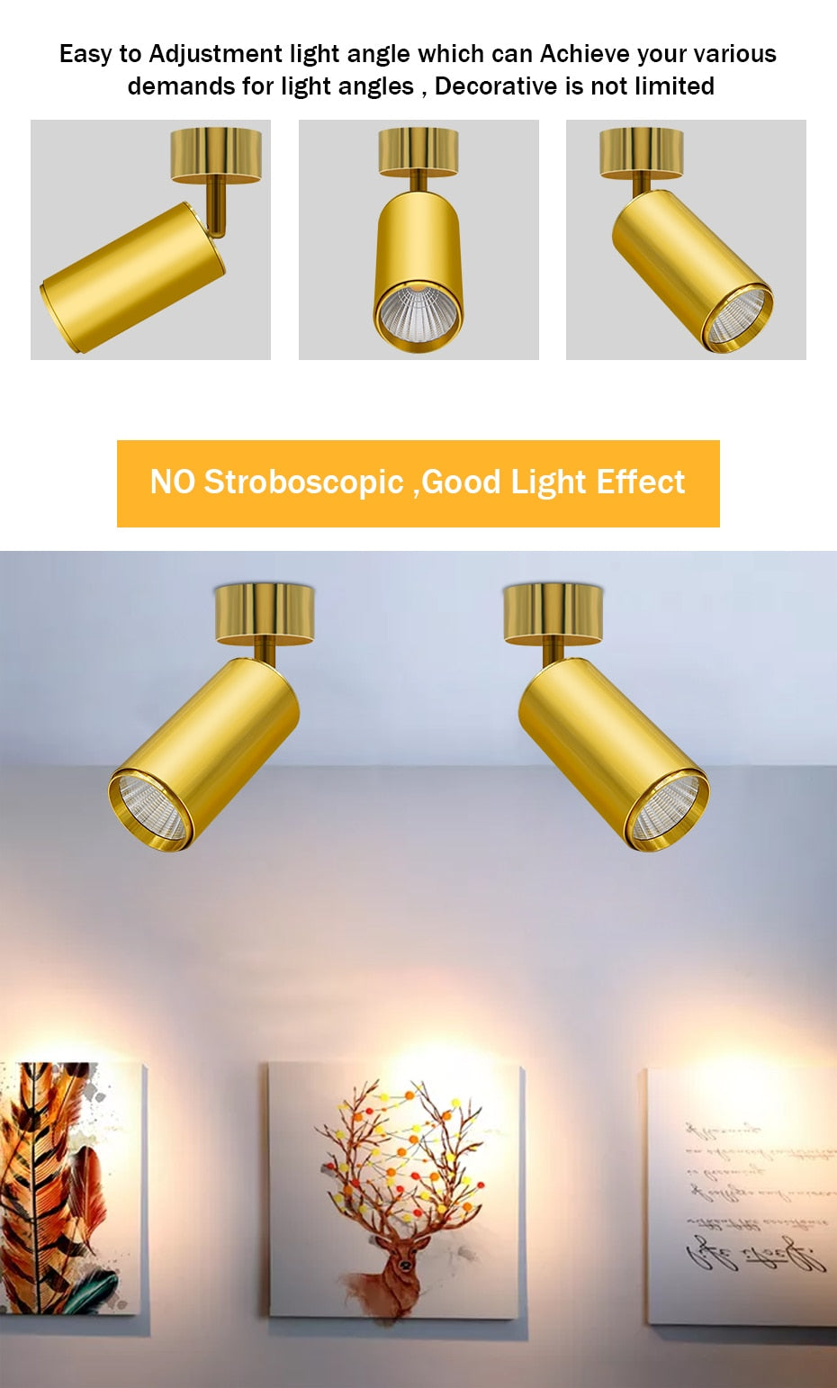 Golden Luxury Led Downlight Surface Mounted Led Spot Light COB Ceiling Light 360 Degree Rotate 7W 12W 15W Living Room Exhibition