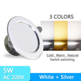 Downlight 3W 5W 10pcs led Downlight AC220V six color recessed downlight ceiling Kitchen living room Indoor ceiling spot light