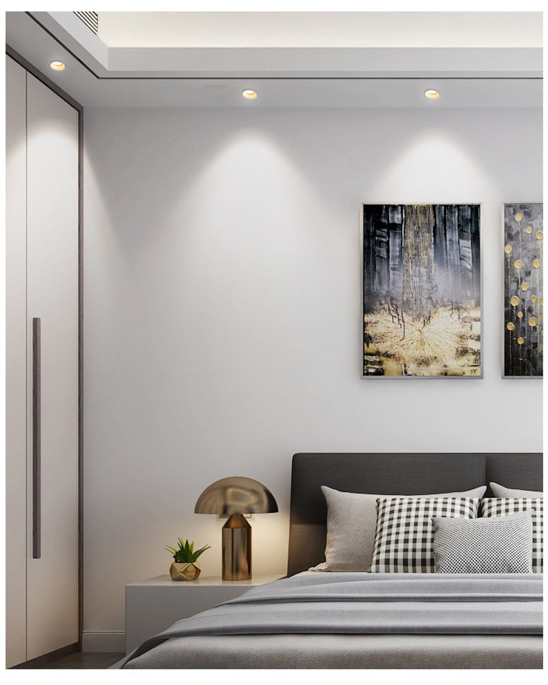 No Flickering Deep Glare LED COB Recessed Downlight 5W 7W 12W 15W Round White Ceiling Spot Lights for Aisle Pic Background