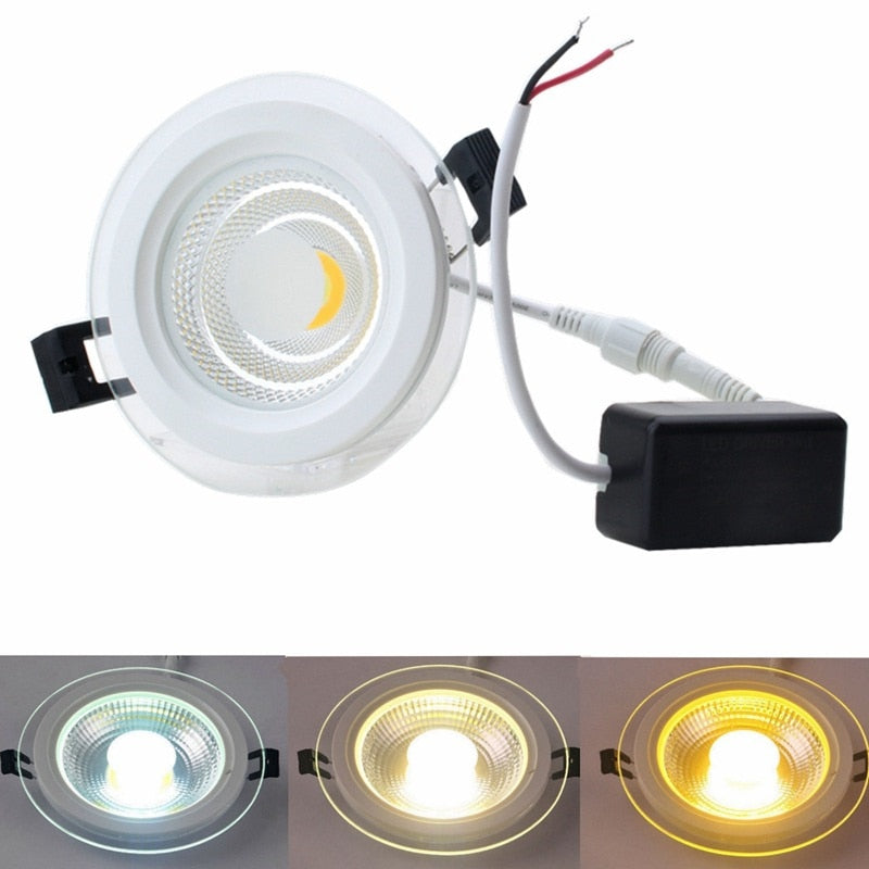 Dimmable 5W 10W 15W 20W LED Panel Downlight Round Glass Spot Light Ceiling Recessed Lamps For Home Lighting AC110V 220V + Driver
