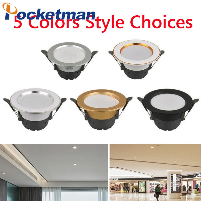 Pocketman 5/10/20 Pcs LED Downlight 5W 5-color styles Thin Ceiling Light 3 Colors Dimmable LED Recessed Downlight LED Driver