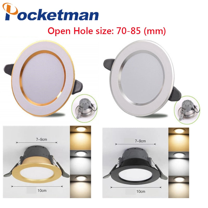 Pocketman 5/10/20 Pcs LED Downlight 5W 5-color styles Thin Ceiling Light 3 Colors Dimmable LED Recessed Downlight LED Driver