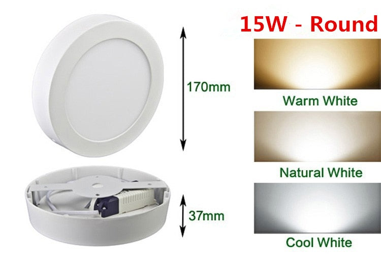 LED Square round downlight 9W/15W/25W Square Led Panel Light Surface Mounted Led ceiling Downlight AC85-265V + LED Driver