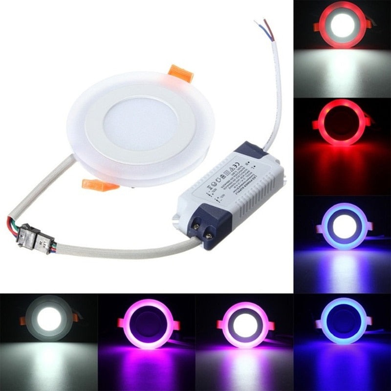 LED Downlight Round 6W - 24W 3 Model LED Lamp Double Color Panel Light RGB &amp; white/warm Ceiling Recessed with Remote Control