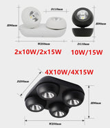 Adjustable Surface Mounted 360 Degree Folding LED Downlight 10W 15W 20W 30W 40W COB LED Down Light Ceiling Lamp Indoor Lighting