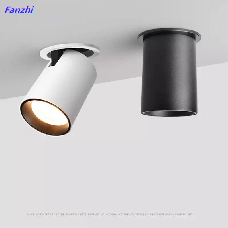 Folding Recessed LED Downlight for Living Room 7W 12W 15W TV Background Hallway Wall COB Ceiling Light