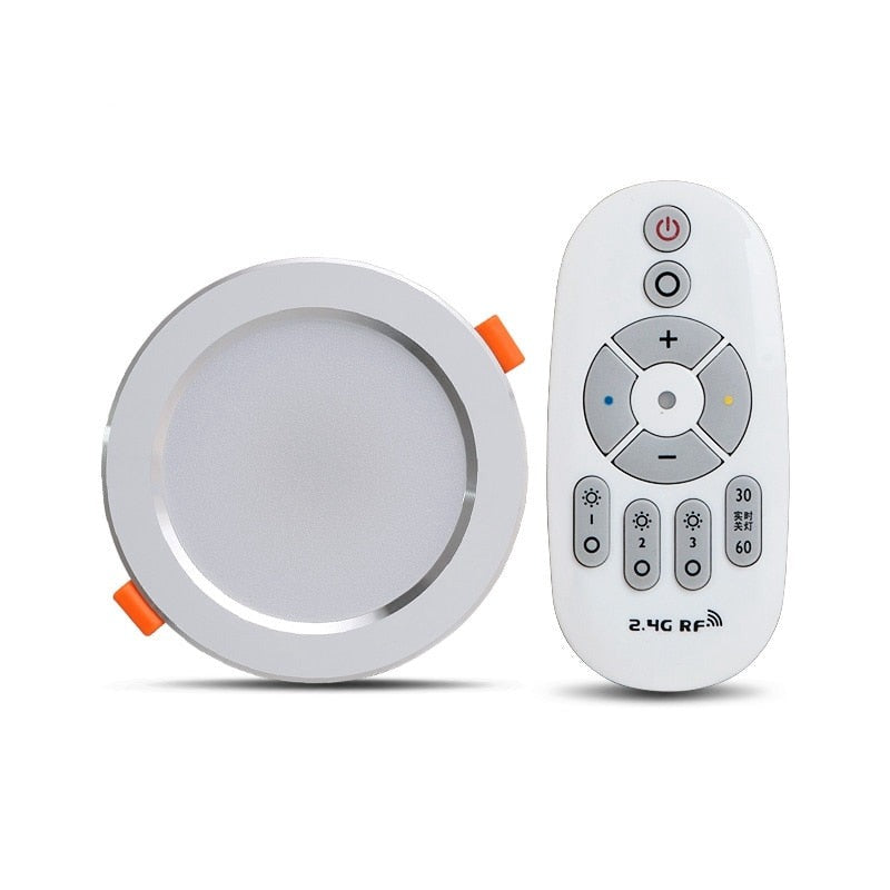 Wireless remote control downlight 2.4g led embedded ceiling light 7w 9w 12w 15w 18w dimming spotlight