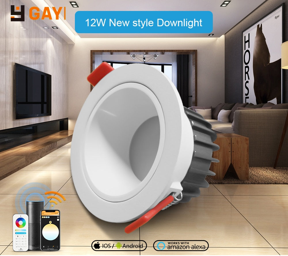 Gaoyi High quality Smart RGBCCT Recessed Downlight LED 12W Pro Dimmable Waterproof IP54 for Kitchen Bedroom Corridor Bathroom