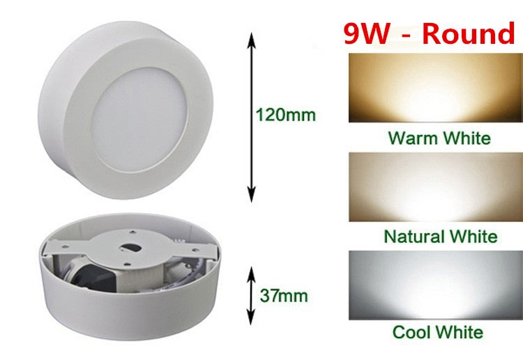 Round Led Panel Light Surface Mounted 9W 15W 25W 30W leds Downlight ceiling down 85-265V lampada led lamp with LED Driver