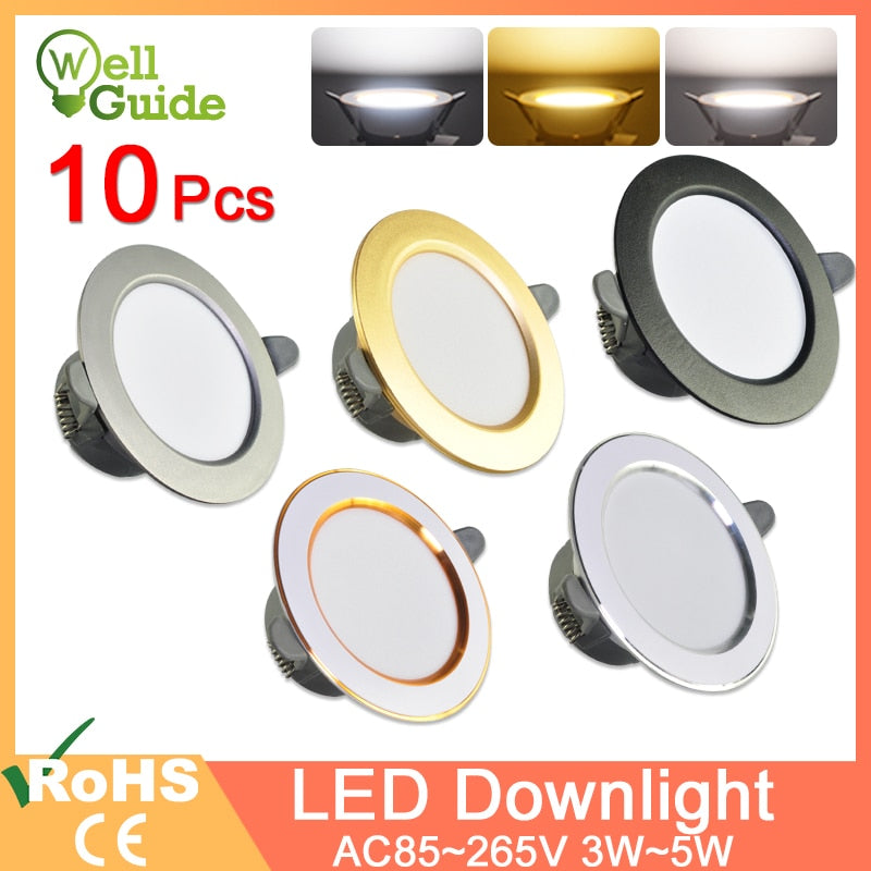 led Downlight 3w 5w spot led light 3000k 4500K 6000K AC 220V-240V 10 Pcs Downlight Kitchen living room Indoor recessed lighting