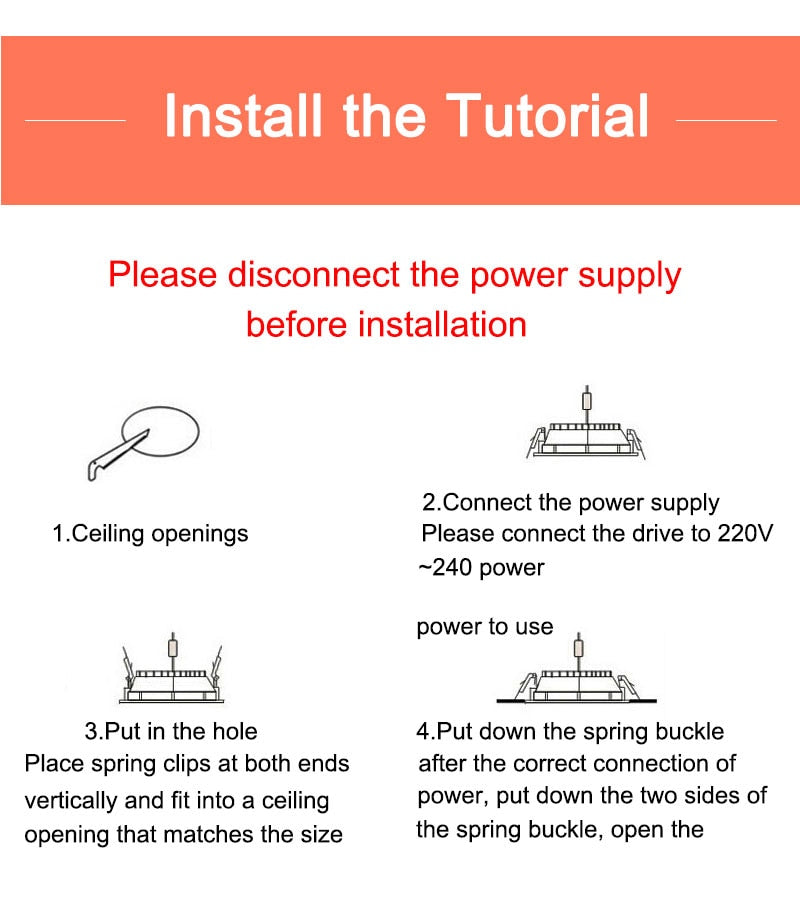 led Downlight 3w 5w spot led light 3000k 4500K 6000K AC 220V-240V 10 Pcs Downlight Kitchen living room Indoor recessed lighting