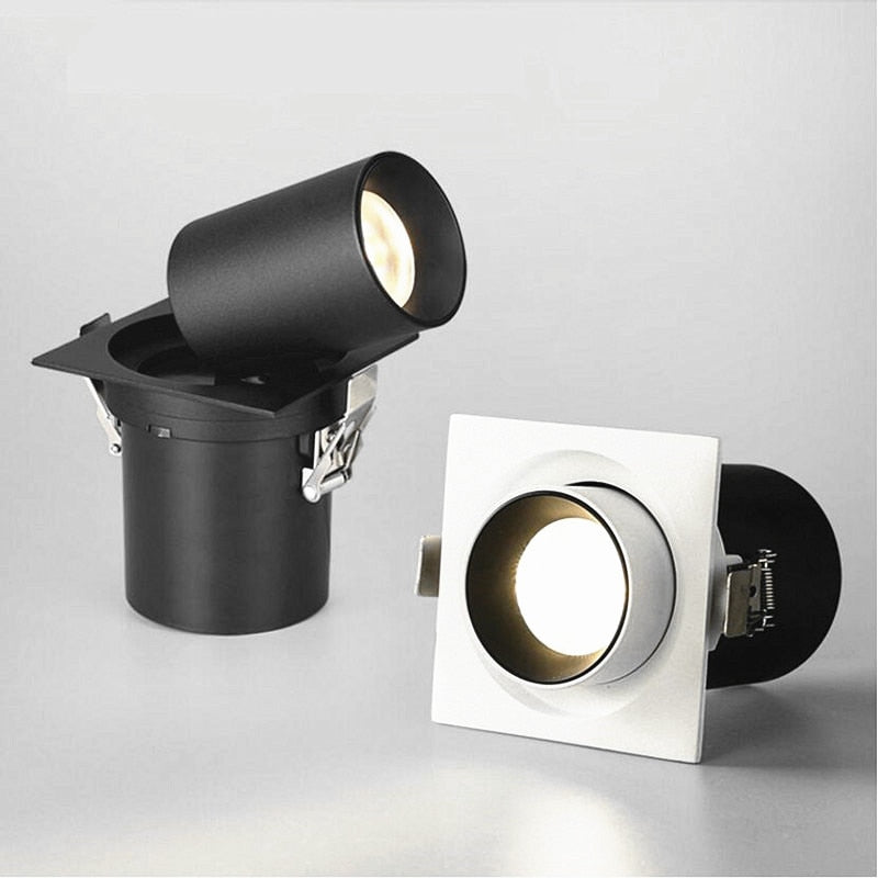 Dimmable Recessed Retractable Rotating COB LED Downlights 9W 12W 15W 24W 30W AC110-240V LED Ceiling Spot Lights Indoor Lighting