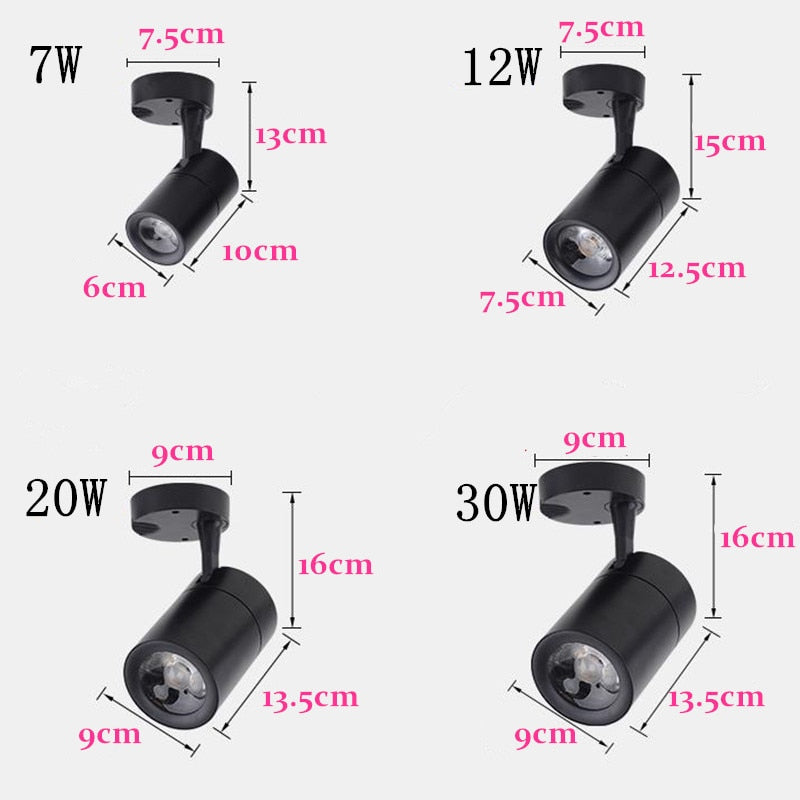 Surface Mounted Rotation LED Downlights 7W 12W 20W 30W Super Bright COB Ceiling Lamp Spot Light AC85-230V Indoor lighting