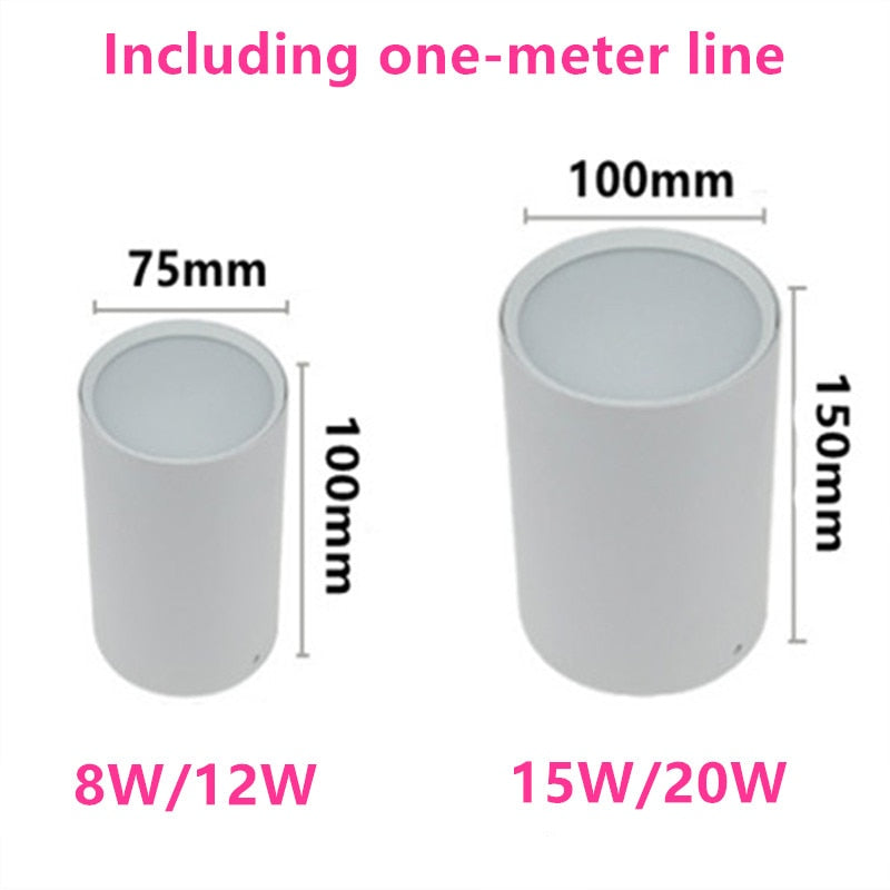 Dimmable LED Downlight Ceiling light Surface Mounted 8W 12W 15W 20W Ceiling lamps spot light with one meter line Home decoration