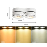 Dimmable Surface Mounted LED Downlights Angle Adjustable COB Ceiling Lamp Spot Lights 14w 20w Rotating LED Light AC85-265V