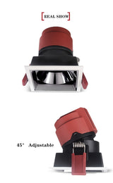 Recessed Ceiling Led Light Square Anti-glare Led Downlight Spot Light 7W 12W 15W Dimmable Living Room Bedroom Corridor Lighting