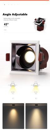 Recessed Ceiling Led Light Square Anti-glare Led Downlight Spot Light 7W 12W 15W Dimmable Living Room Bedroom Corridor Lighting