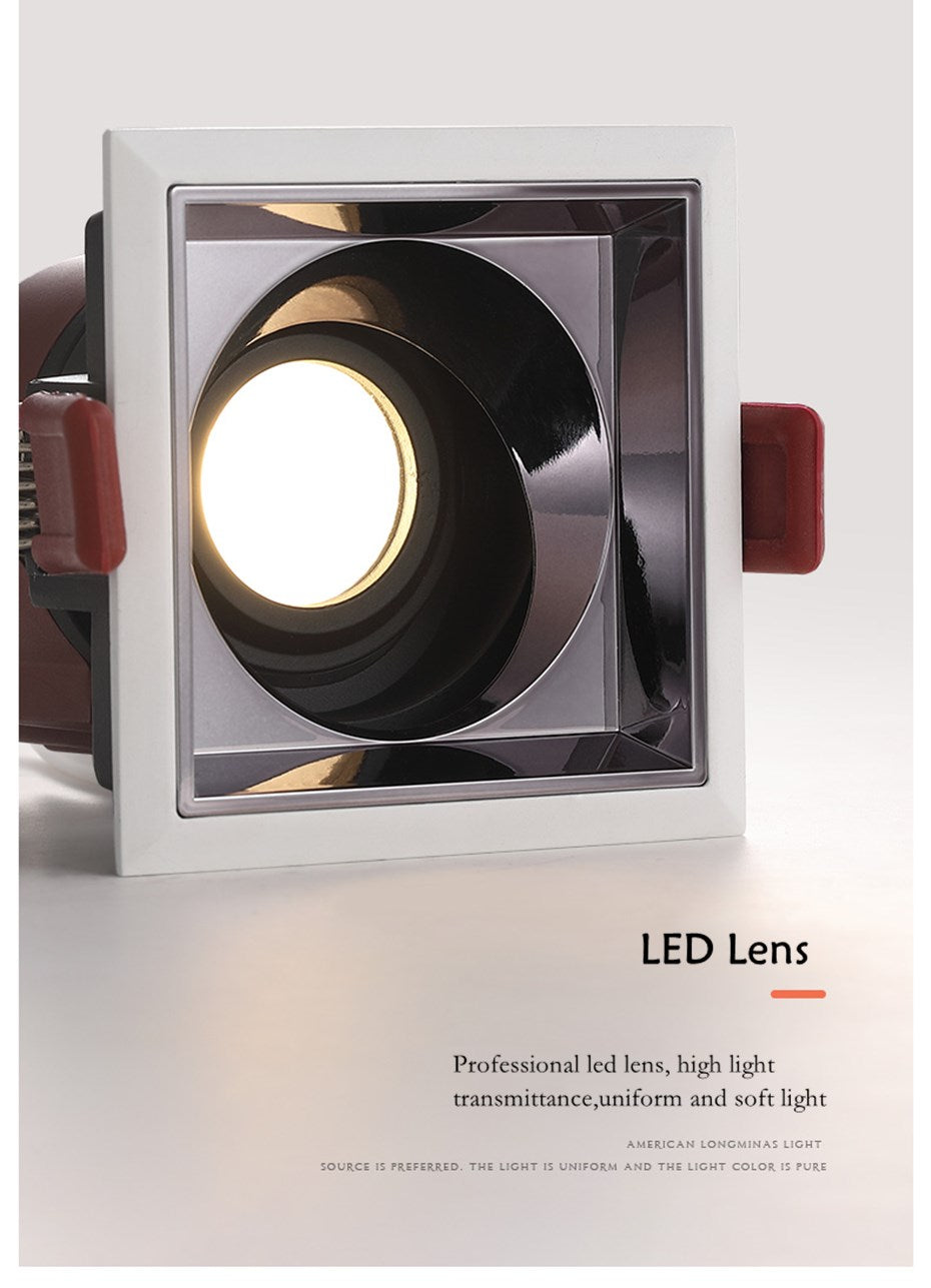 Recessed Ceiling Led Light Square Anti-glare Led Downlight Spot Light 7W 12W 15W Dimmable Living Room Bedroom Corridor Lighting