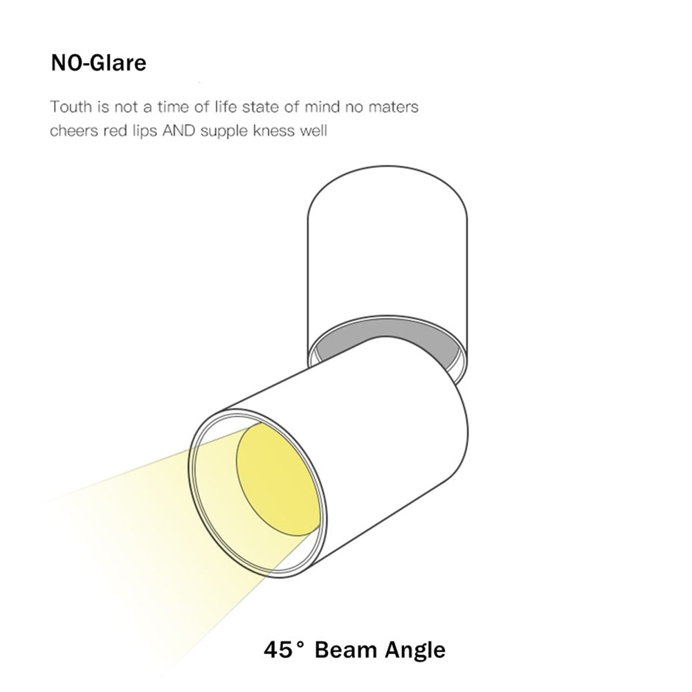 Led Surface Mounted Downlight Aluminum Led Ceiling Light Angle Rotatable 7W 12W Ceiling Lighting For Living Room Bedroom Stores