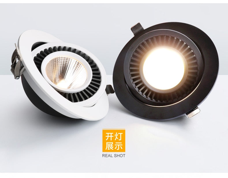 Dimmable LED Downlight 360 Angle Rotating Spot Light 5w 7w 10w 15w 18w ceiling recessed Light Led Bulb Kitchen LED Spot Lighting