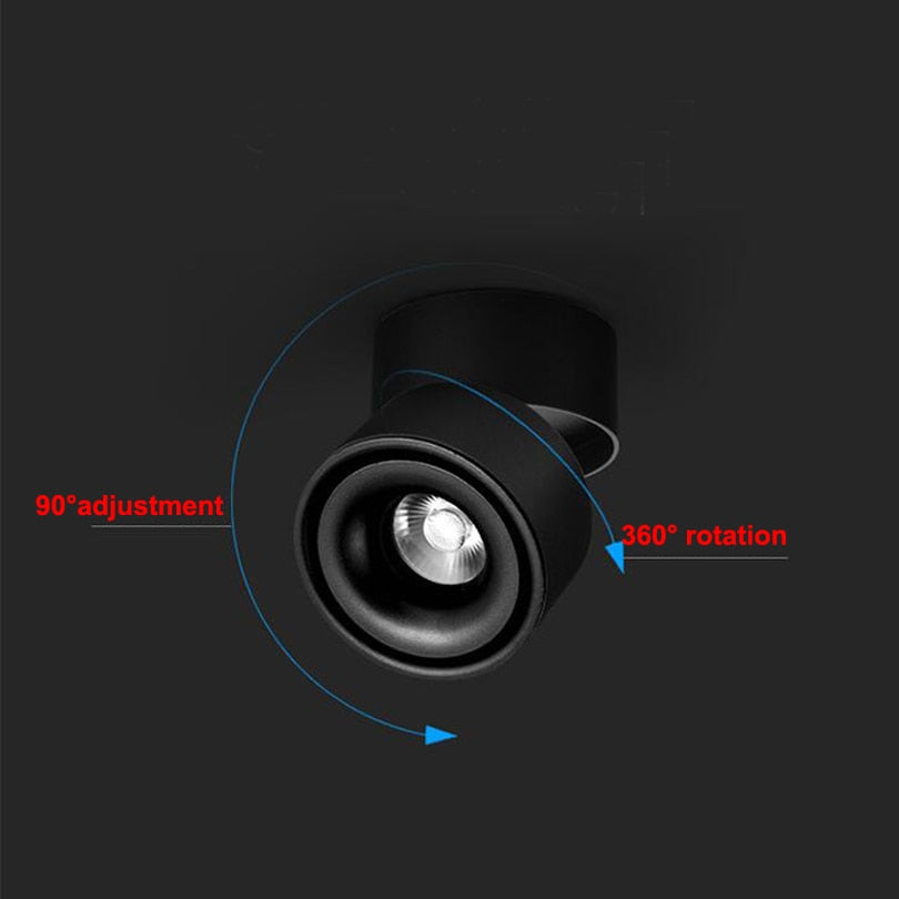 Dimmable 7W 10W 12W led downlight Surface mounted Adjustable 90 degrees Spot light 360 Rotatable led lamp for indoor Foyer,Hall