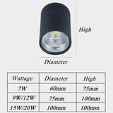 Dimmable Surface mounted COB LED Downlight 7W 9W 12W 15W 20W Ceiling Spot Light AC85-265V LED Ceiling Lamp Indoor Lighting