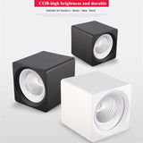 White Black Surface Mounted adjustment LED Dimmable Downlights 7W 9W 12W 15W 20W  COB LED Ceiling lamp Spot Lights AC110-220V