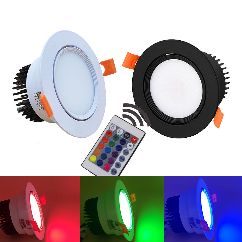 LED Ceiling Lamp Down Lights Color 4pc 3W 6W 9W RGB Changeable Recessed Downlight With Remote AC85-265V Dimmable RGB Spotlight