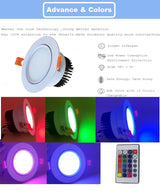 LED Ceiling Lamp Down Lights Color 4pc 3W 6W 9W RGB Changeable Recessed Downlight With Remote AC85-265V Dimmable RGB Spotlight