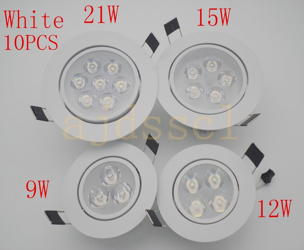 LED round Dimmable 10X Led downlight light Ceiling Spot Light 6w 9w 12w 15w 21w AC110-220V ceiling recessed Lights Indoor Light