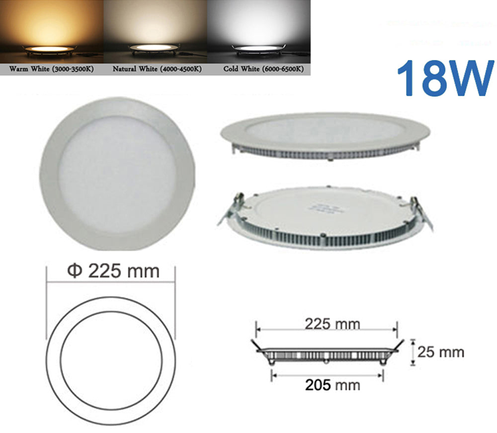 Ultra Thin Led Panel Downlight 20pcs 3W 6W 9W 12W 15W 18W Round/Square LED Ceiling Recessed Light AC85-265V LED Panel Light bulb