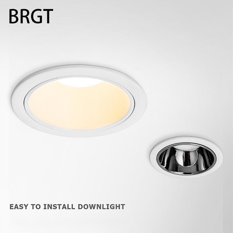 BRGT LED Downlights Aluminum 8W Replaceable Ceiling Lamp Anti-Glare Tuya Spot Narrow Border For Kitchen Home Indoor Lighting