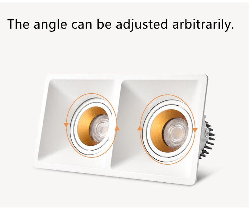 Square Recessed LED Downlight COB 10W 20W Ceiling Lamp Spotlight Dimmable AC 110V 220V For Indoor Lighting