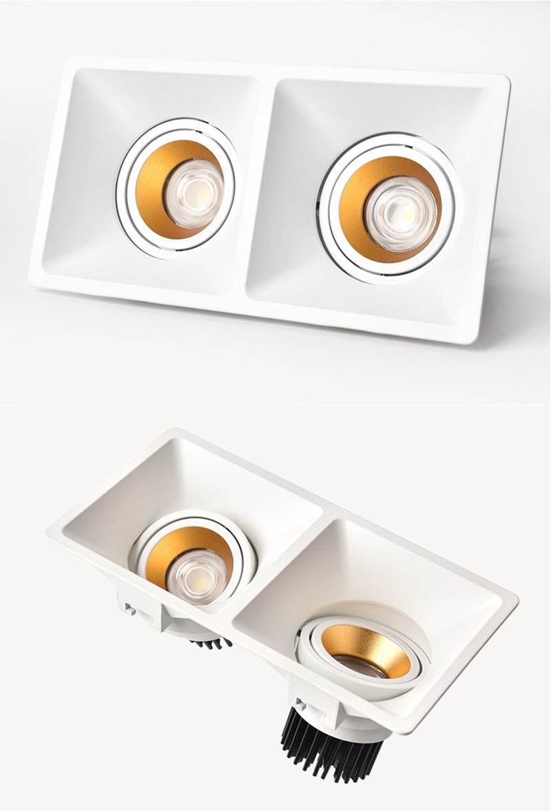 Square Recessed LED Downlight COB 10W 20W Ceiling Lamp Spotlight Dimmable AC 110V 220V For Indoor Lighting