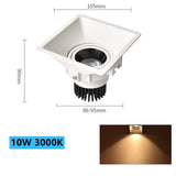Square Recessed LED Downlight COB 10W 20W Ceiling Lamp Spotlight Dimmable AC 110V 220V For Indoor Lighting