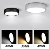 Black Surface Mounted LED Panel Light bulb Round Square 9w 12w 18w 24w LED Ceiling lamp Lights LED Downlight AC110v-220V