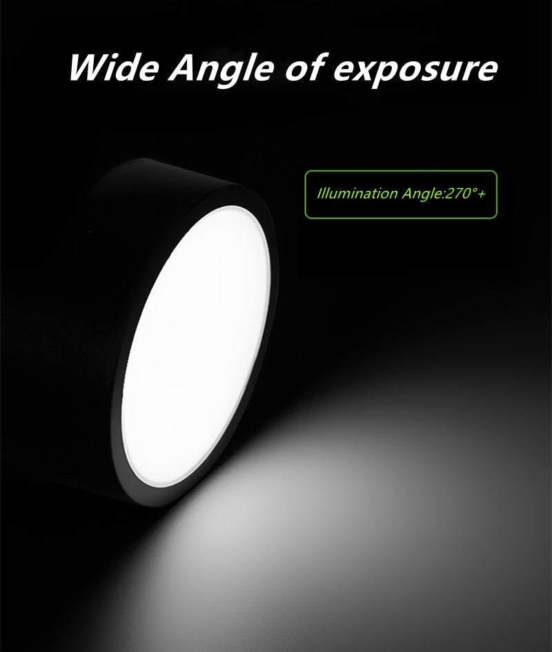 Black Surface Mounted LED Panel Light bulb Round Square 9w 12w 18w 24w LED Ceiling lamp Lights LED Downlight AC110v-220V