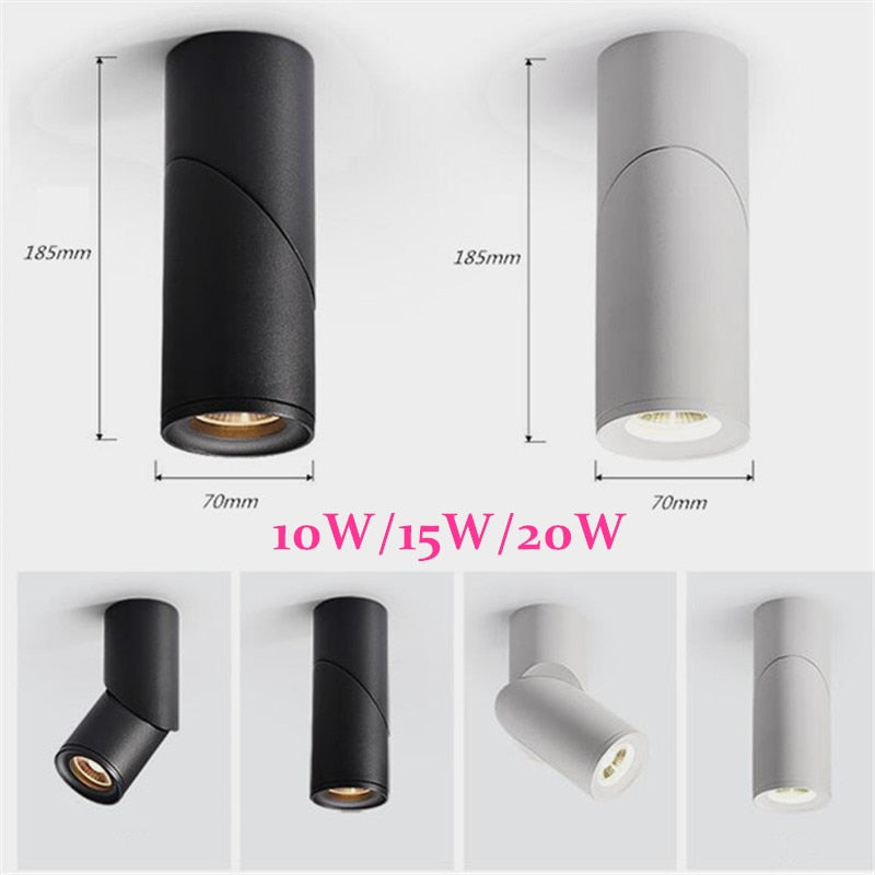 Dimmable Folding Rotating LED Downlights Epistar Chip 10W 15W 20W COB Surface Mounted Ceiling Lamps Spot Lights AC85-265V