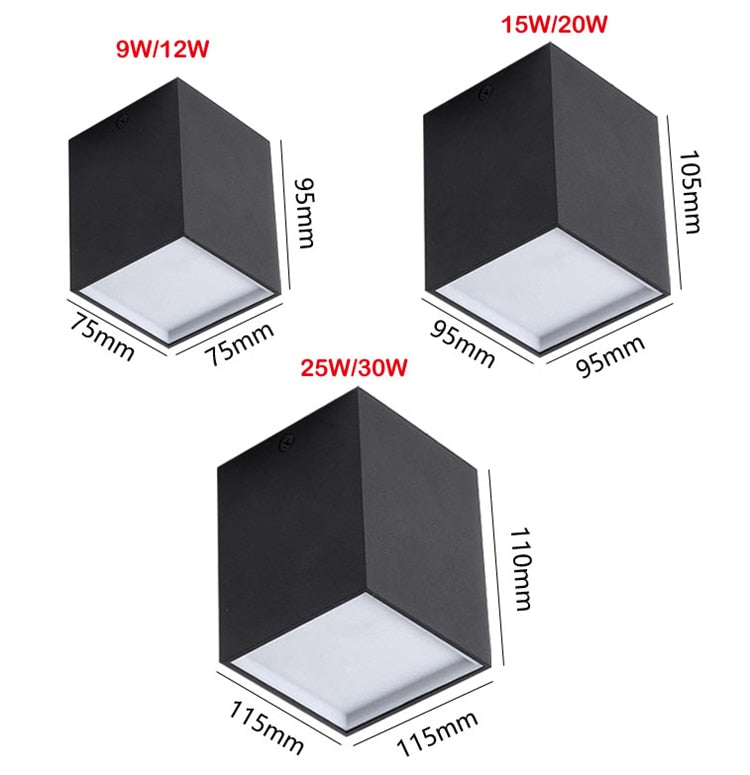 ACETIDE Surface Mounted Quare 9W - 30W LED Cube Ceiling Downlight for Room/Corridor/Hallway COB Spot light indoor lighting