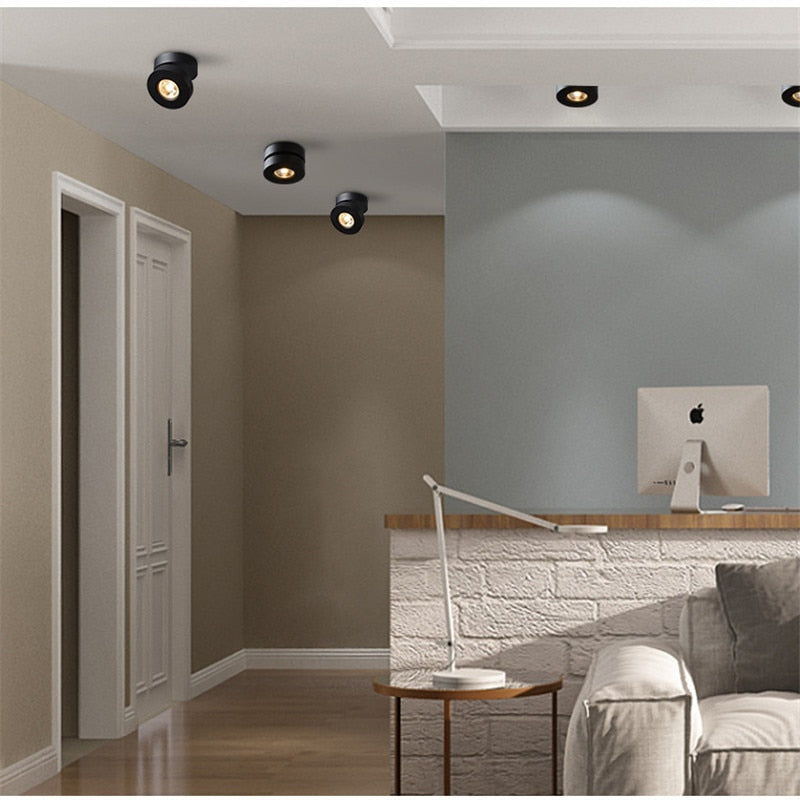 Dimmable Folding Rotating LED Downlight 10W 12W 15W 18W 20W COB LED Surface Mounted Ceiling Lamp Spot Light AC110-220V Indoor Light