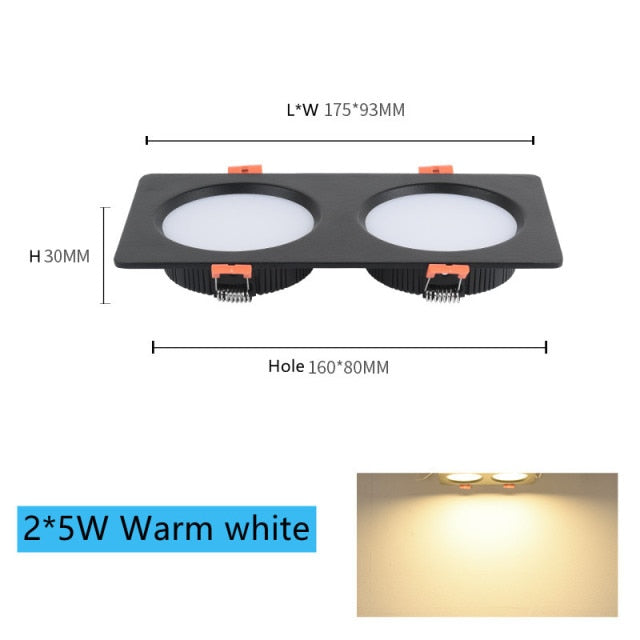 Recessed Square Ceiling Lamp COB 10W 24W LED Downlight with Driver Dimmable AC 110V 220V Spotlight For Indoor Lighting